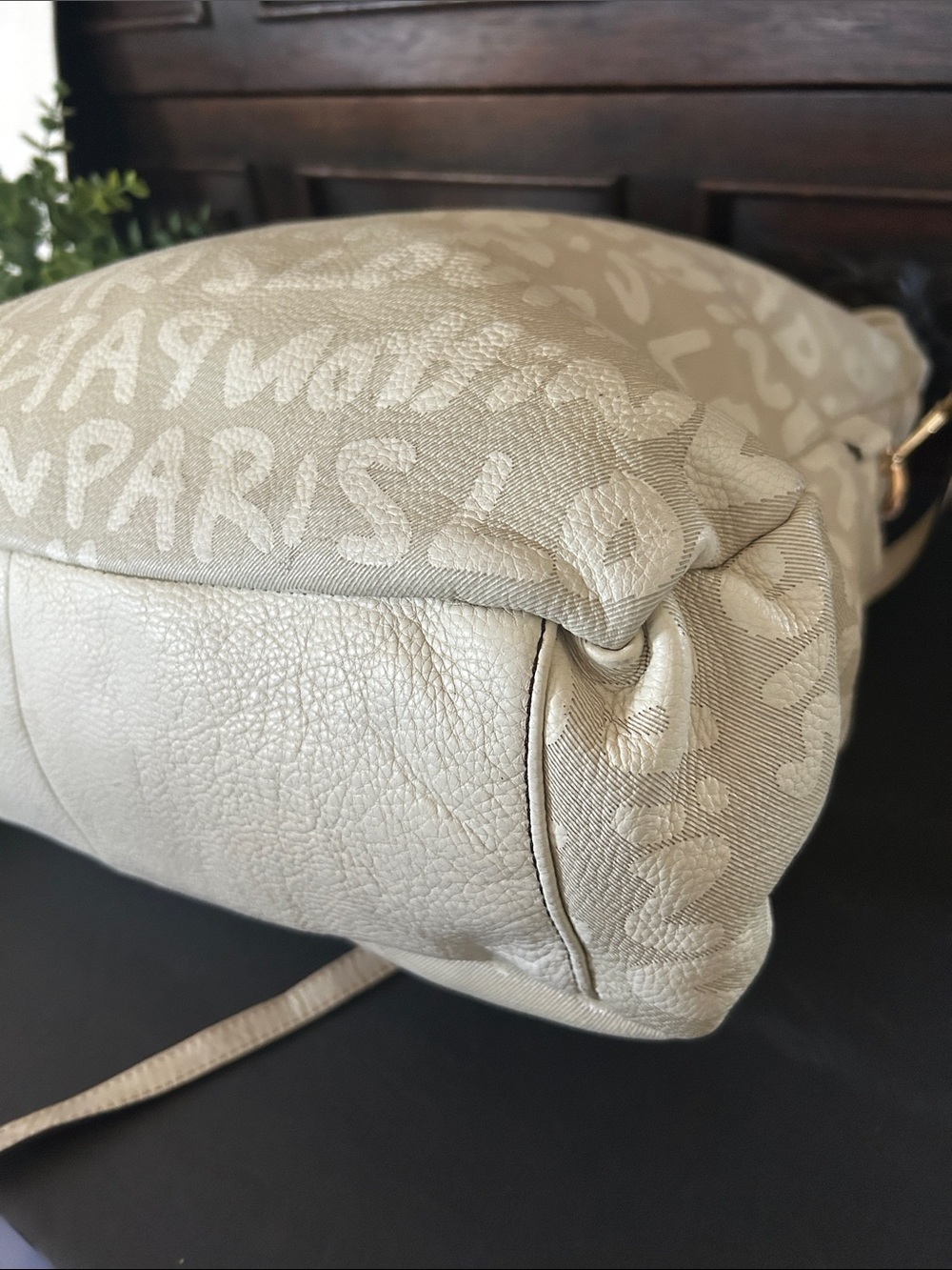 Source Unknown Beige Script-Print Shoulder Bag - Picture 5 of 15
